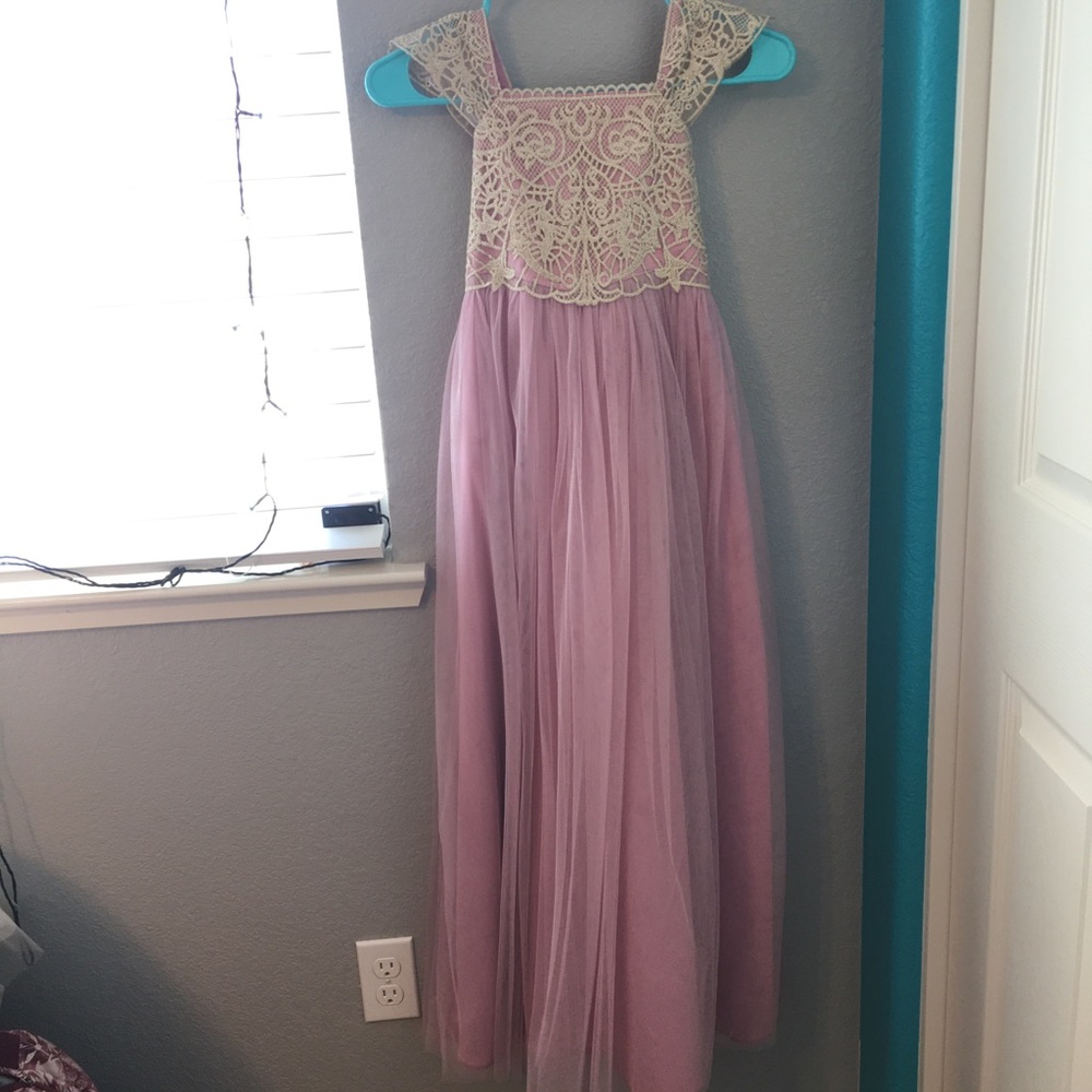 Long dress lace mauve